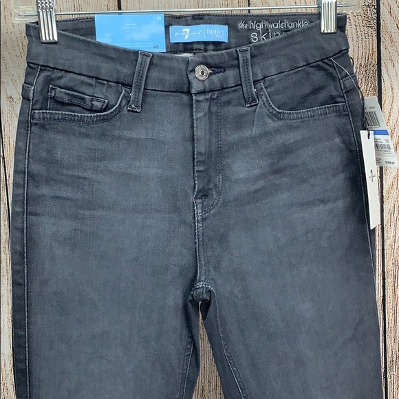 NWT 7 For All Mankind Black Grey High Waist Ankle - Picture 2 of 8